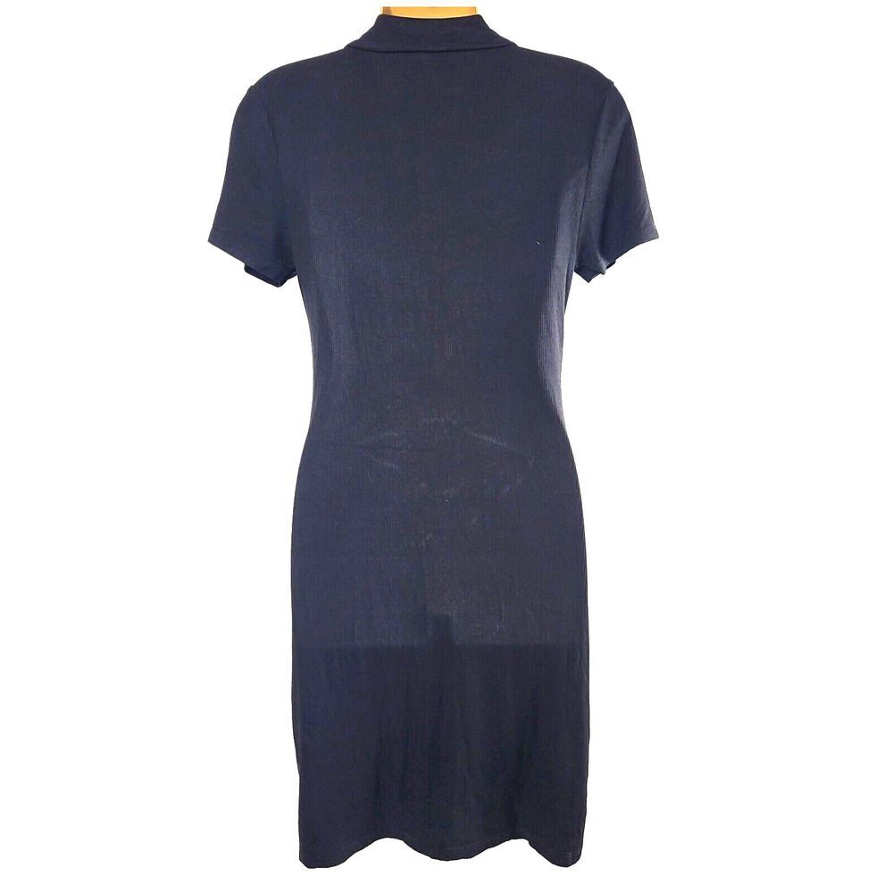 Ambiance Black Mini Dress Med to Large* Ribbed Collared Pullover Stretch Bodycon - Picture 4 of 11